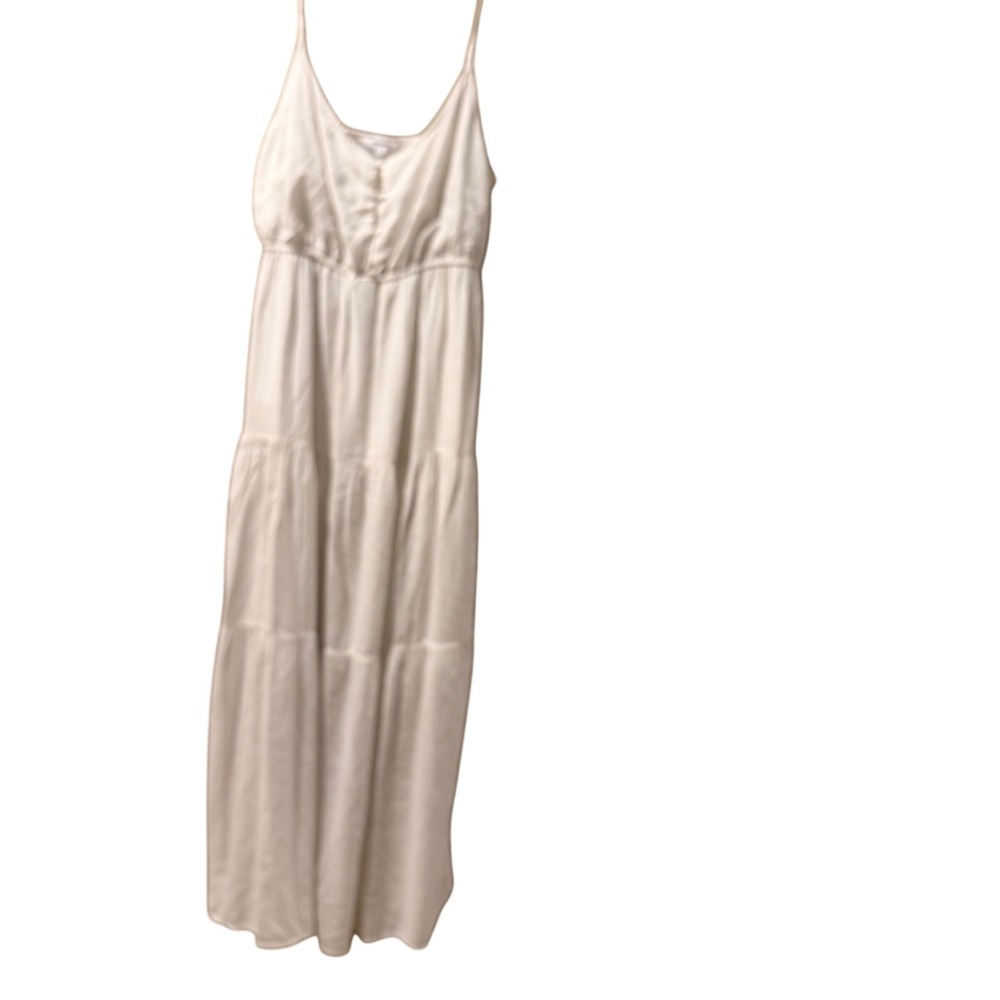 Steve Madden Maxi‎ Dress Womens L White Tiered Button Front Boho Fairy Coastal